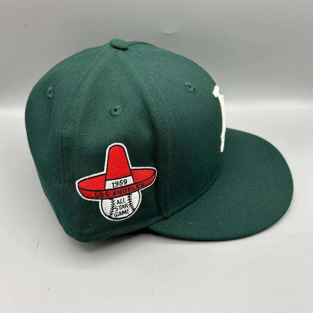 Los Angeles LA Dodgers Hat Men‎ 7 3/8 Green Red 59Fifty New Era MLB Fitted Cap